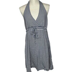 Venus Womens Halter Striped Dress Size L Navy & White